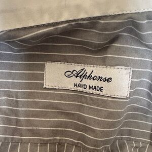 Alphonse Hand Made Multicolor Striped Gray & White Men’s Dress Shirt Size XL